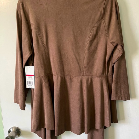 NWT Beautiful drape jacket, Small, Dusty-Taupe, Feels like Soft Suede - Picture 2 of 6